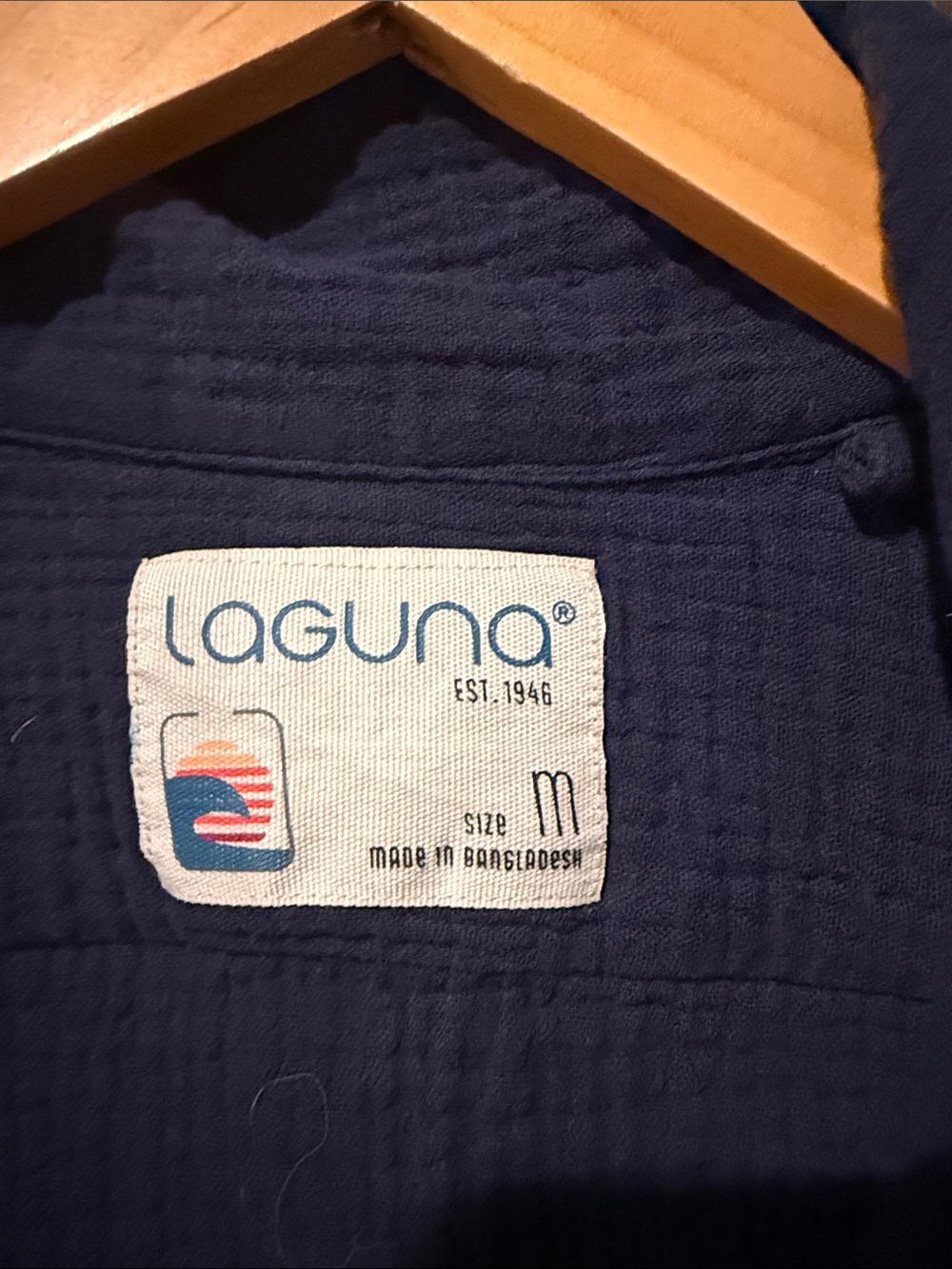 Laguna B Navy Short-Sleeve Button-Down Shirt